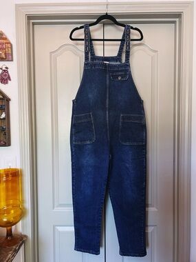 Soojun Denim Overalls Jumpsuit Dark Wash Utility Bib Carpenter Pants Large
